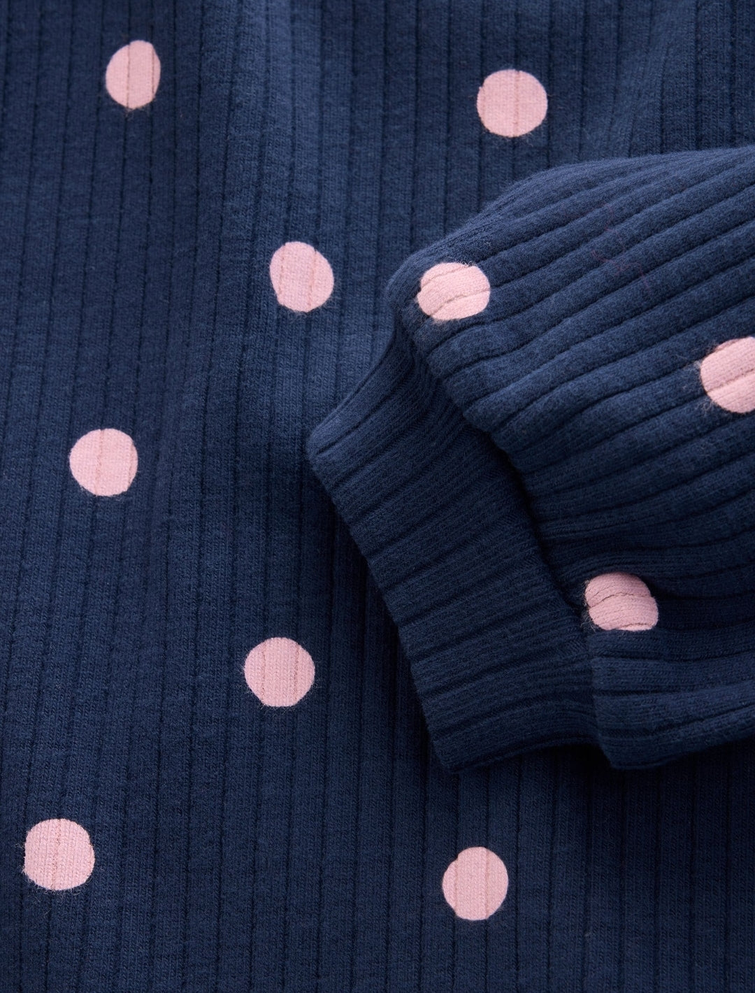 Navy Spot Long Sleeve Ribbed Raglan
Top