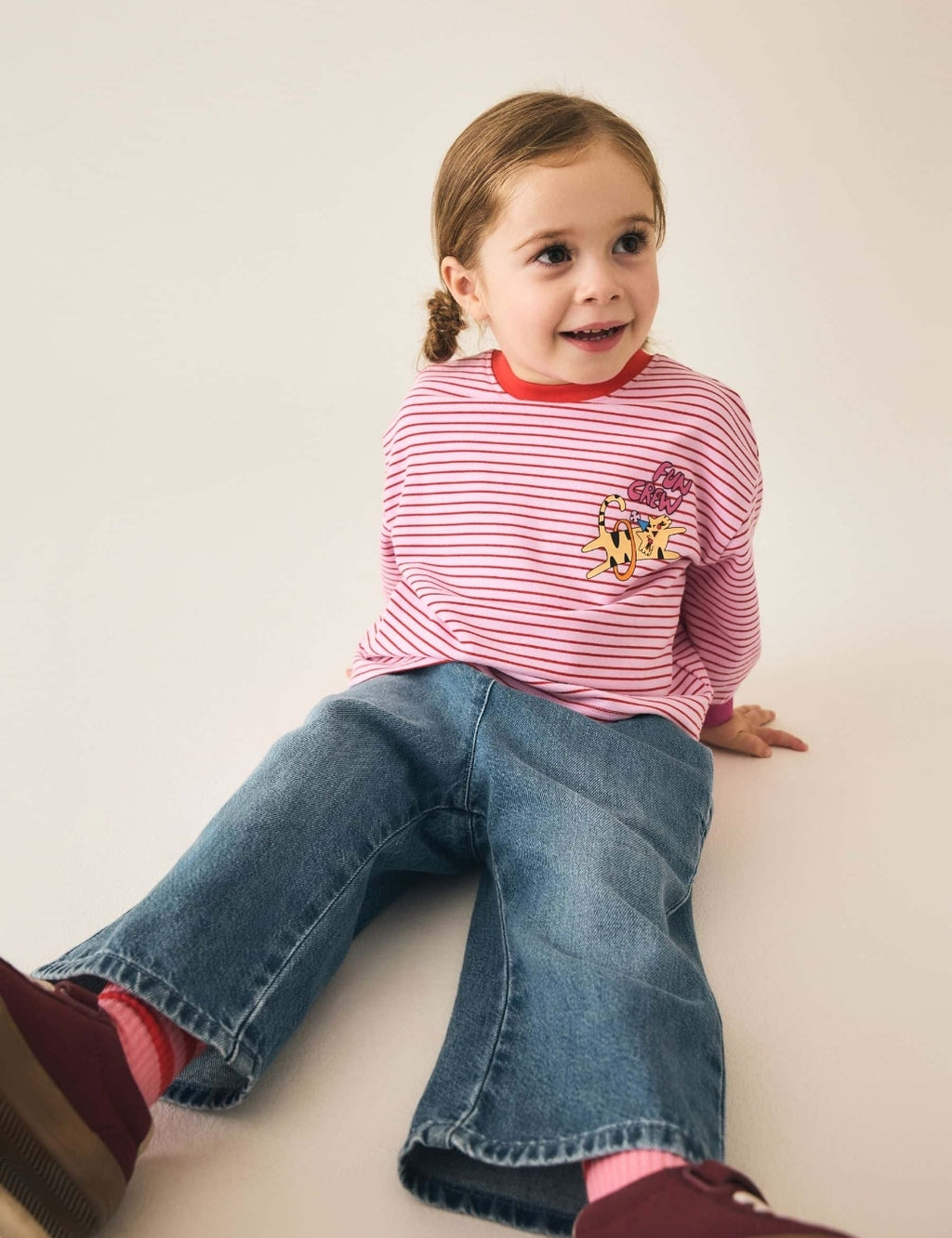 Pink Stripe Long Sleeve Top