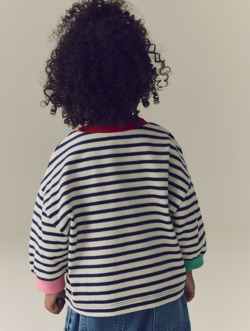 Navy Stripe Capybara Long Sleeve Cuffed Top