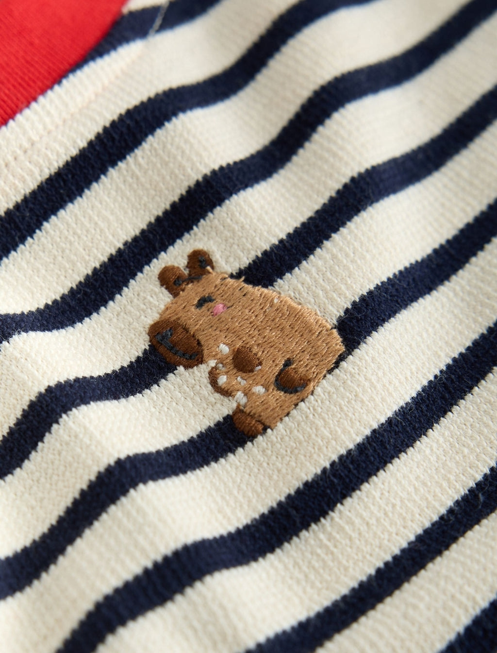 Navy Stripe Capybara Long Sleeve Cuffed Top