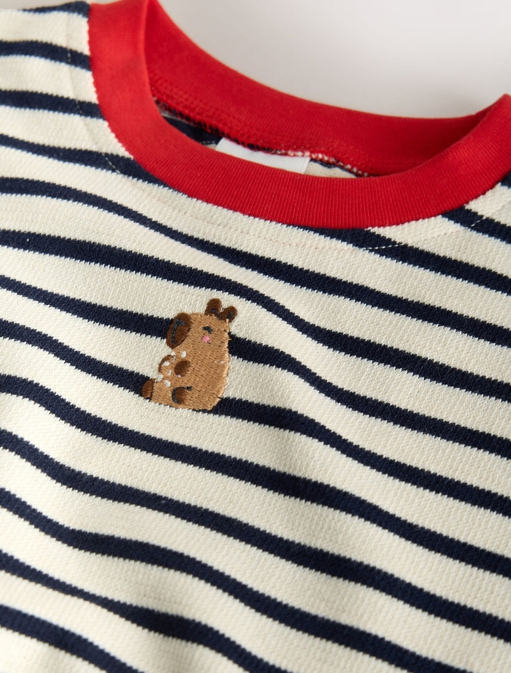 Navy Stripe Capybara Long Sleeve Cuffed Top
