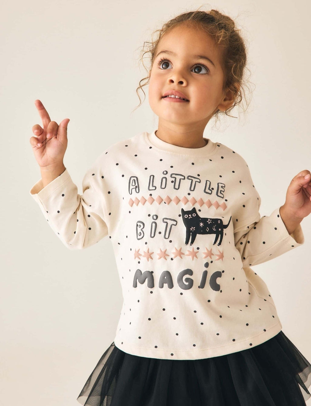 Cream Cat Halloween Long Sleeve Top