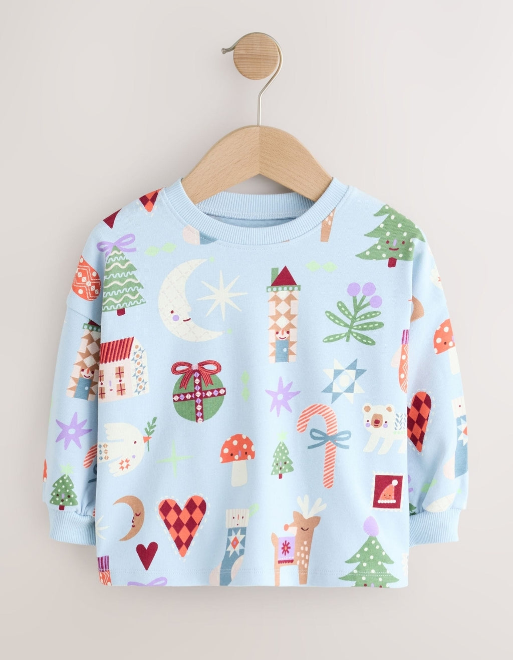 Pale Blue Long Sleeve Christmas Top