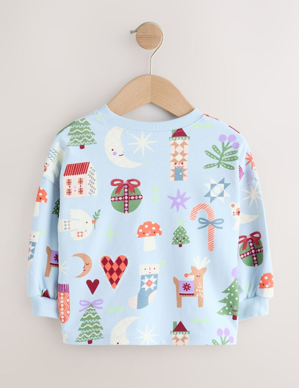 Pale Blue Long Sleeve Christmas Top