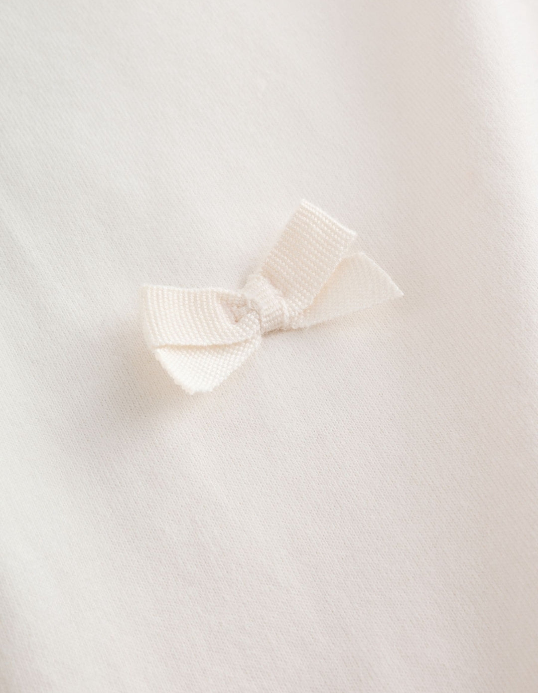 Ecru Bow Applique Long Sleeve Top