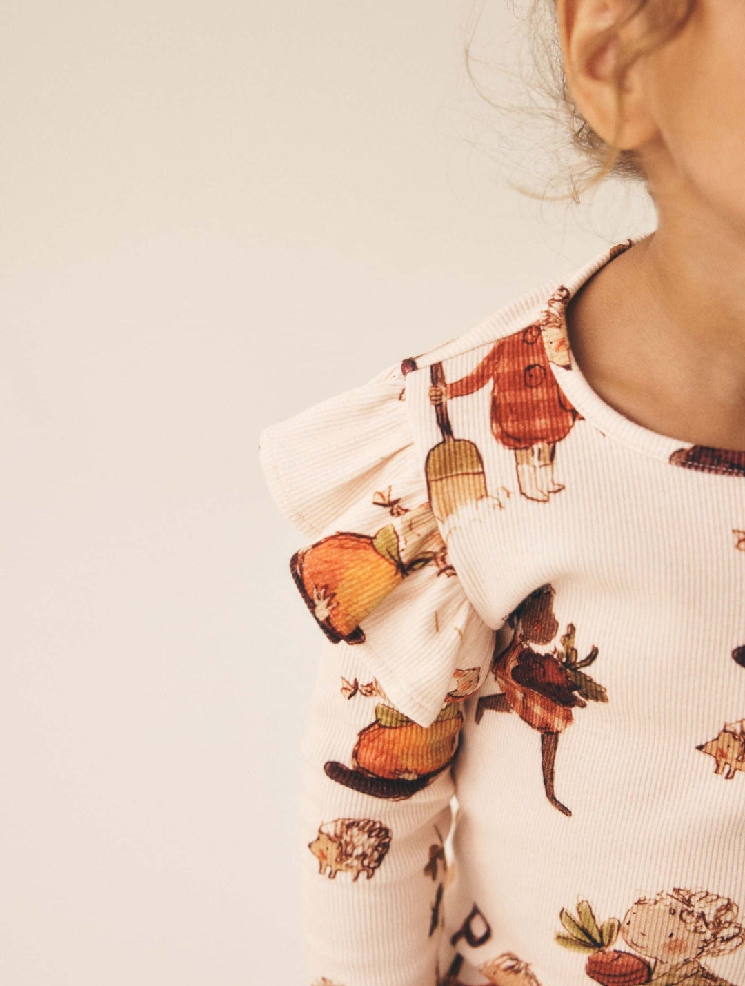 Cream Autumn Girls Rib Long Sleeve T-Shirt