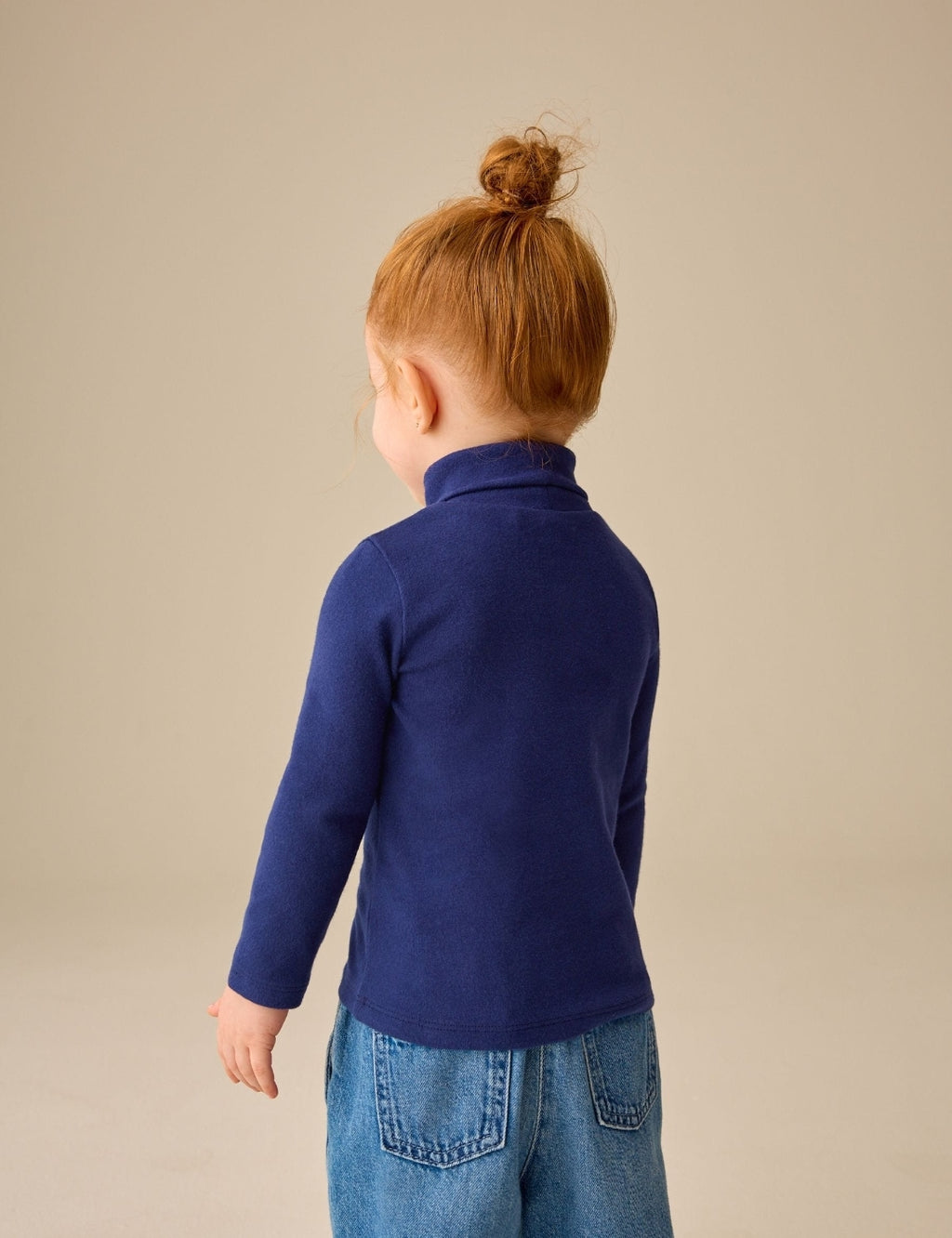 Navy Long Sleeve Roll Neck Top