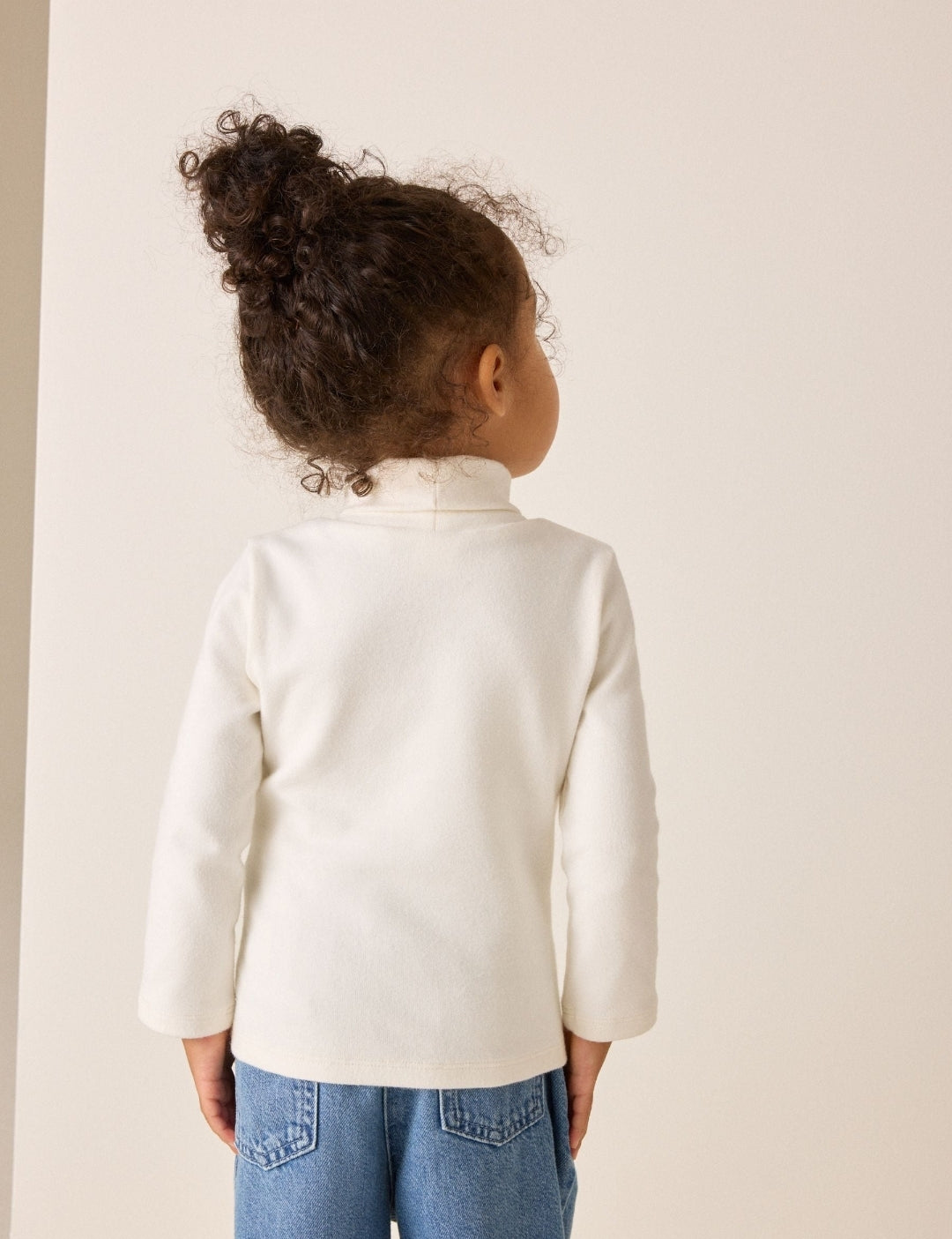Cream Long Sleeve Roll Neck Top