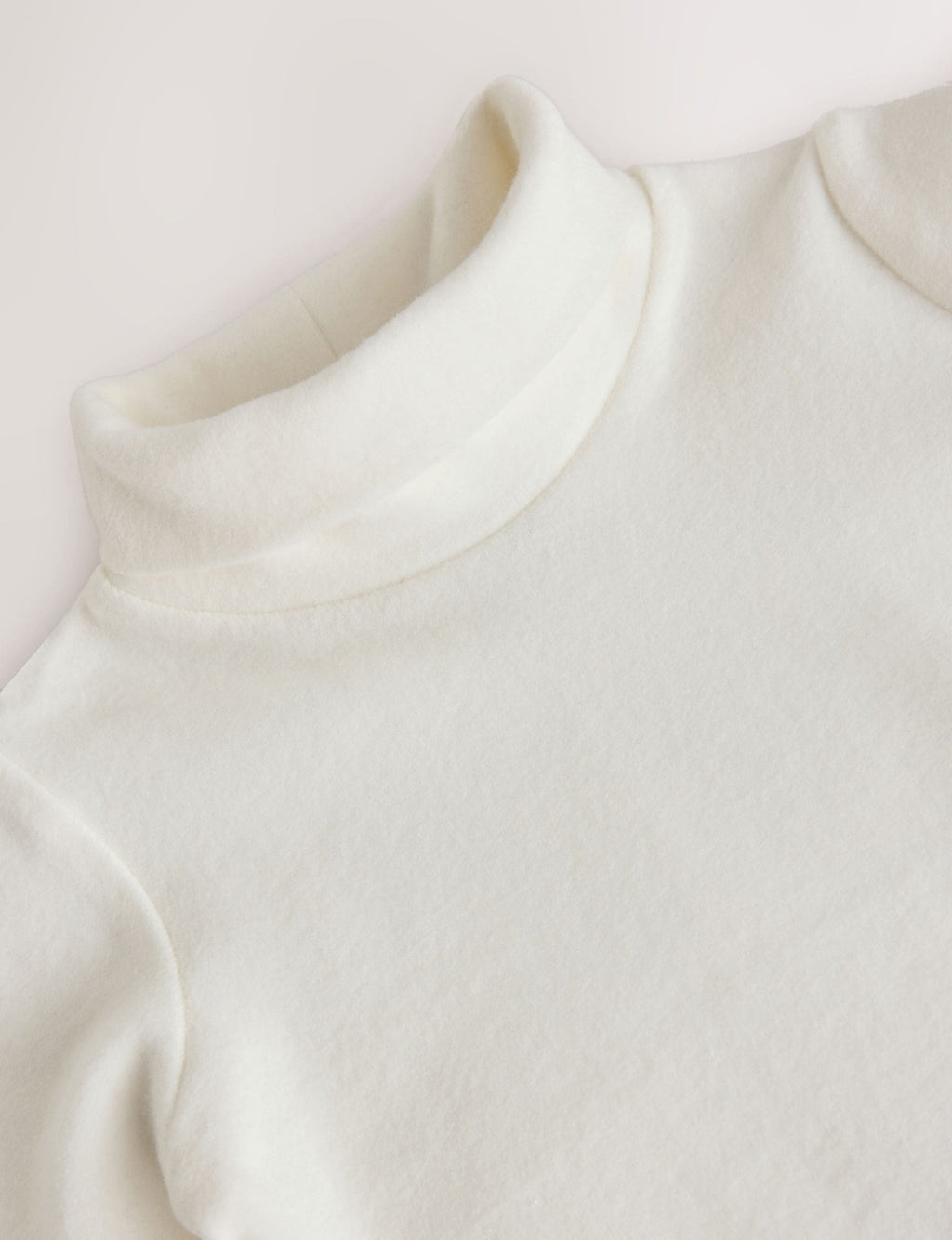 Cream Long Sleeve Roll Neck Top