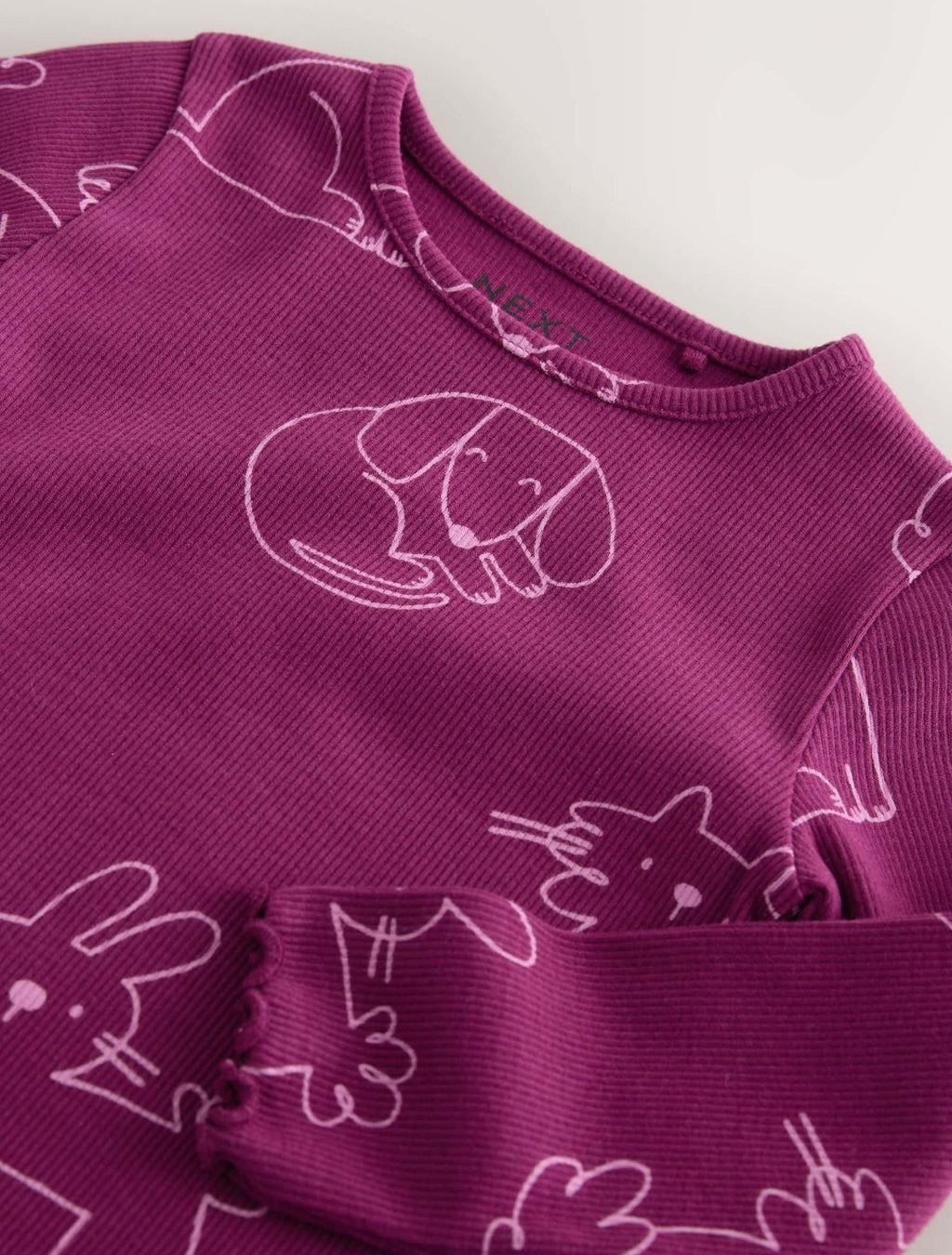 Burgundy Red Cat Dog Rib Long Sleeve T-Shirt