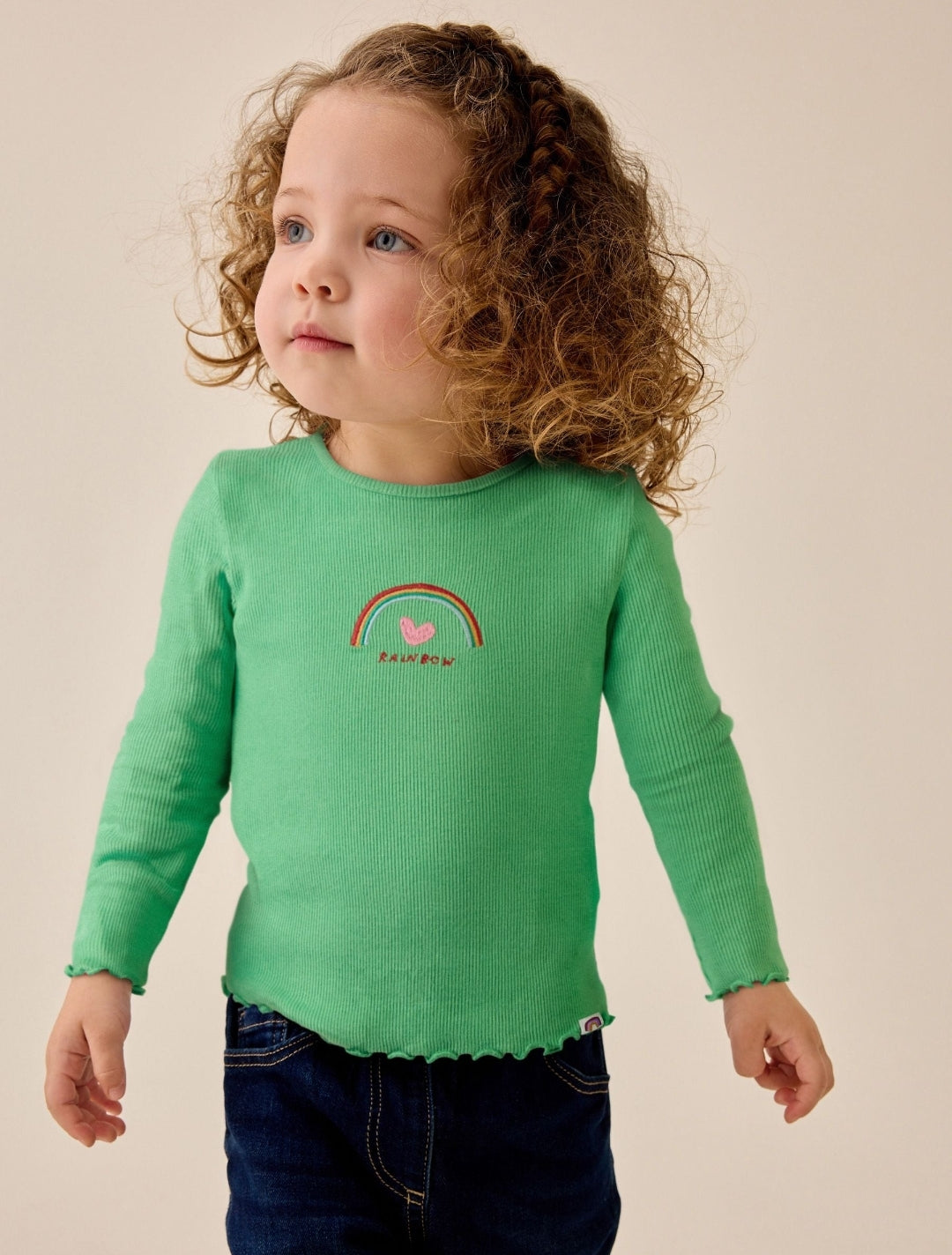 Green Rainbow Rib Long Sleeve T-Shirt
