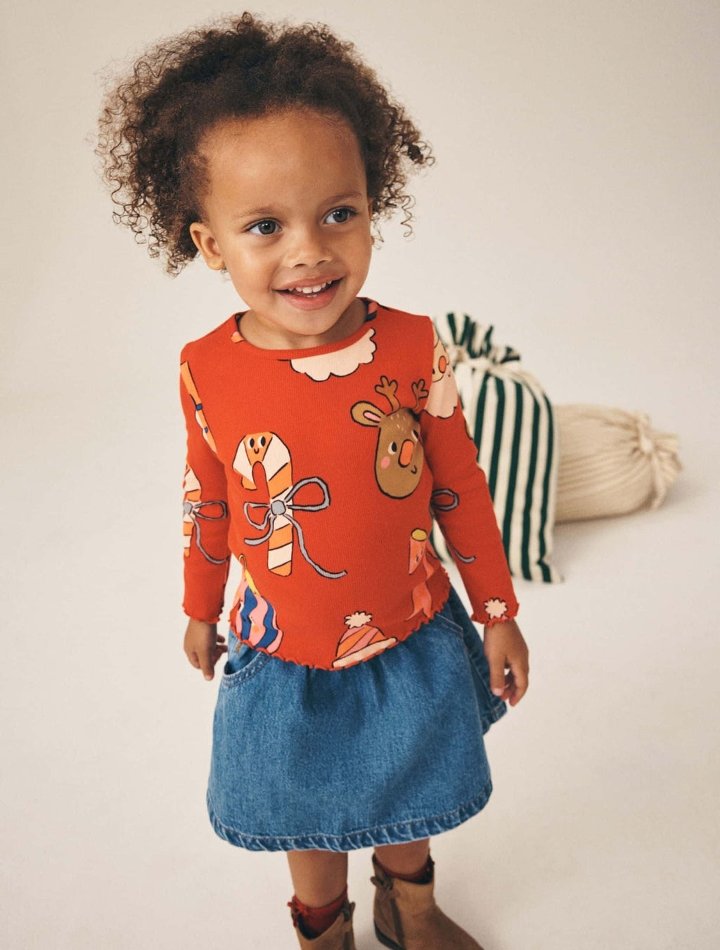 Christmas Red Long Sleeve Ribbed Top