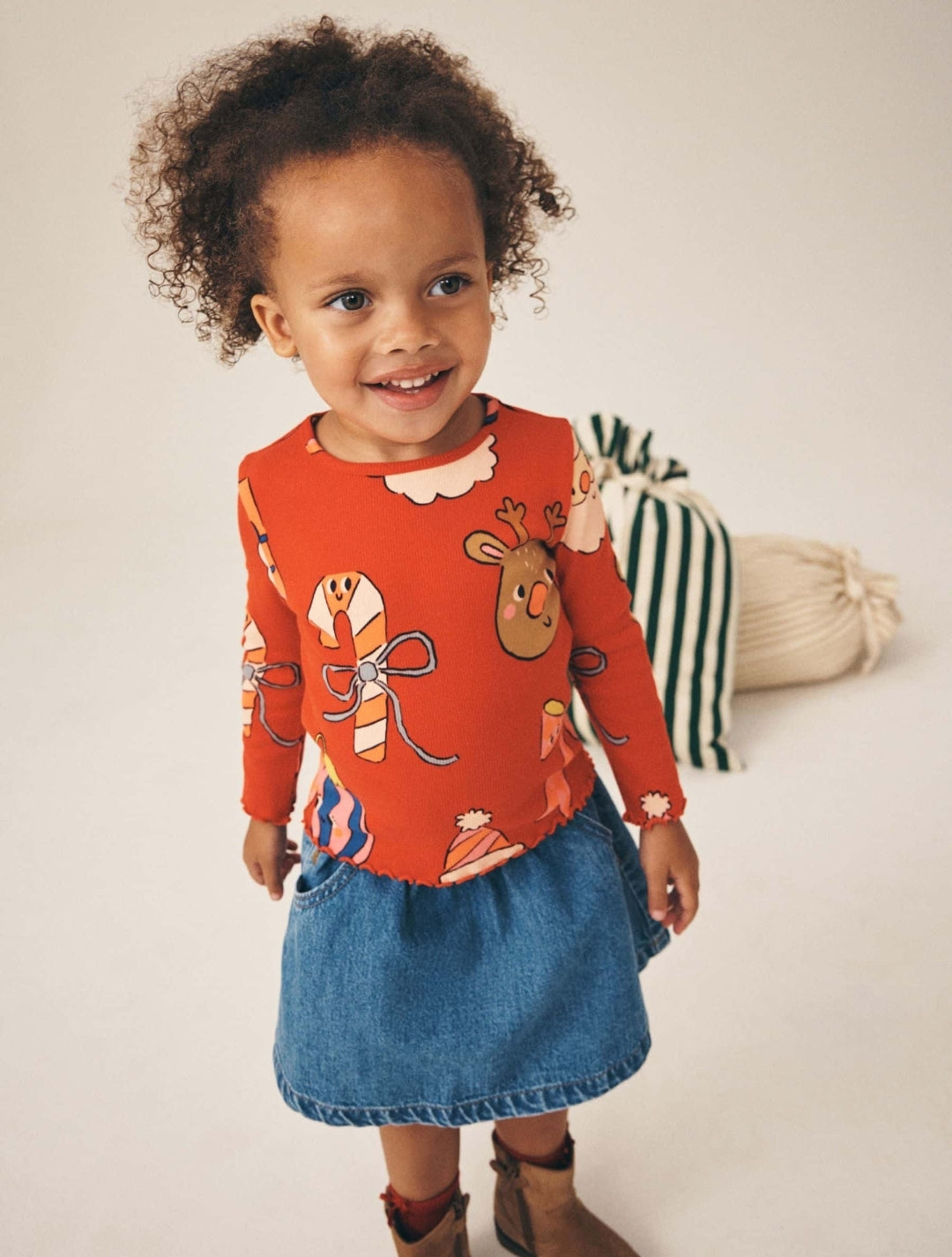 Christmas Red Long Sleeve Ribbed Top