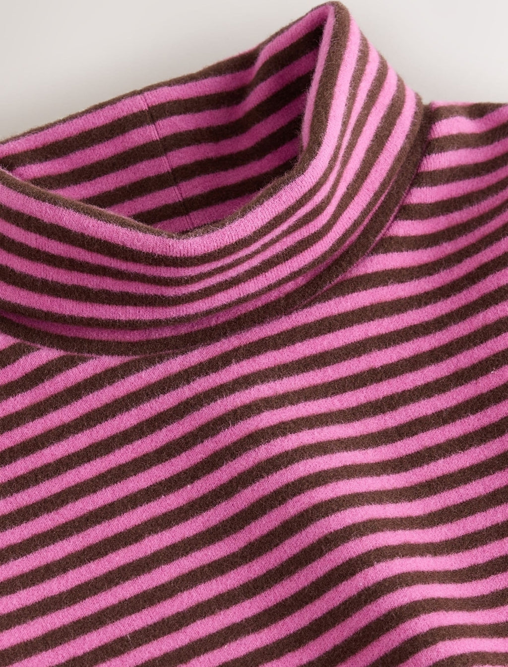 Pink Stripe Long Sleeve Roll Neck Top