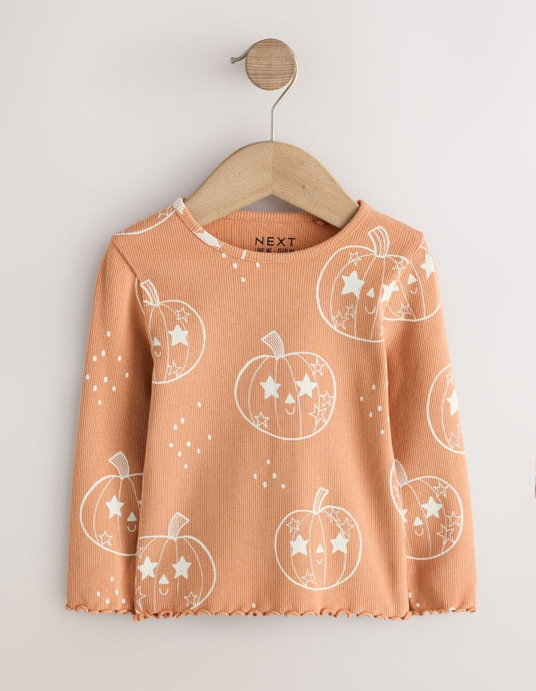 Orange Pumpkin Halloween Long Sleeve Ribbed Top
