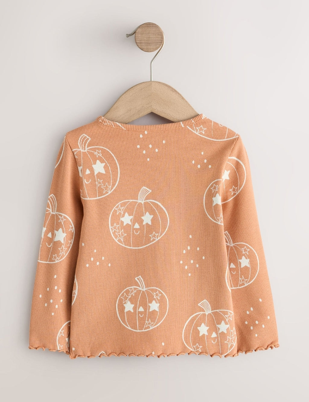 Orange Pumpkin Halloween Long Sleeve Ribbed Top