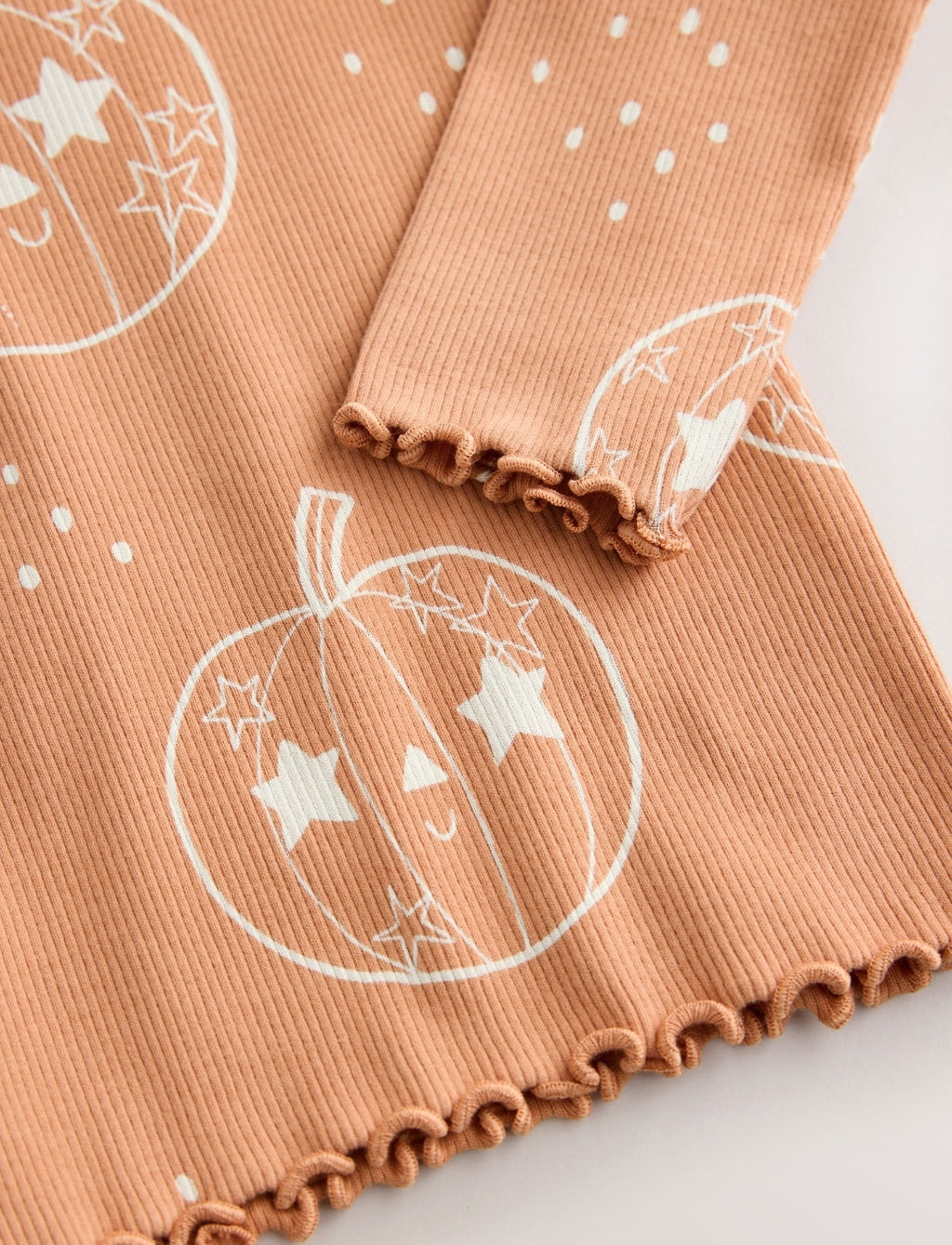 Orange Pumpkin Halloween Long Sleeve Ribbed Top