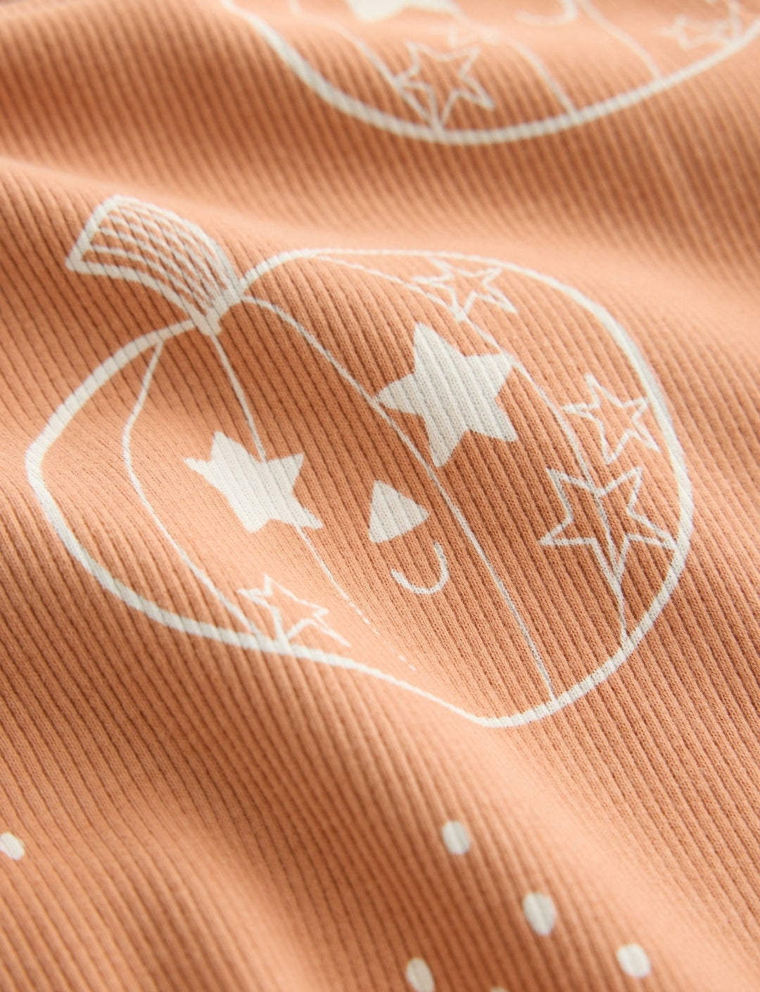 Orange Pumpkin Halloween Long Sleeve Ribbed Top