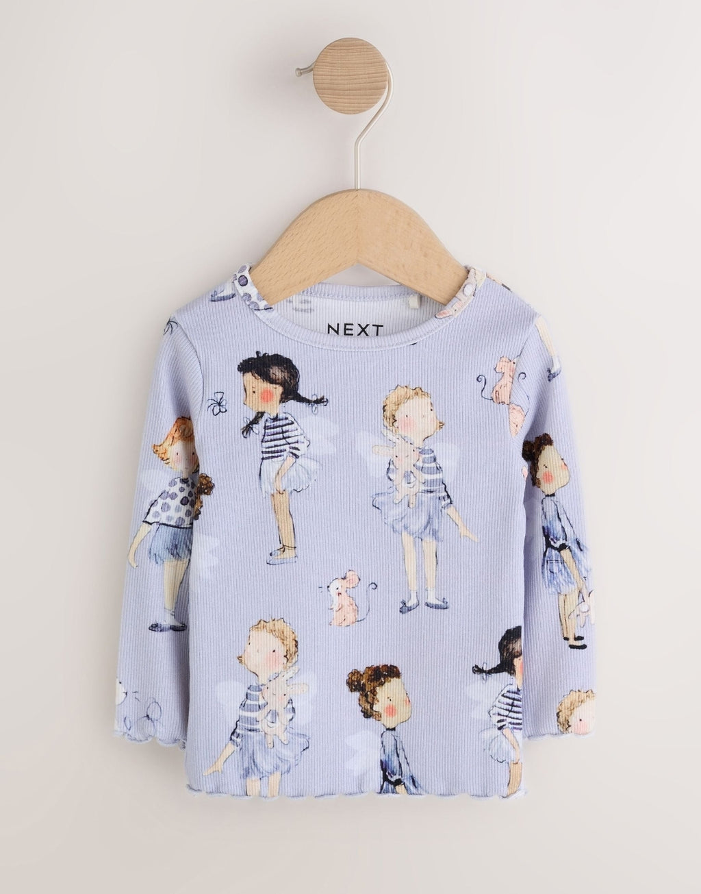 Blue Fairy Rib Long Sleeve T-Shirt