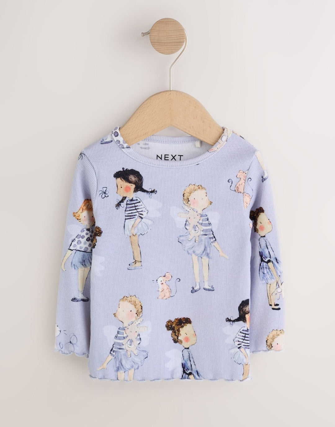 Blue Fairy Rib Long Sleeve T-Shirt