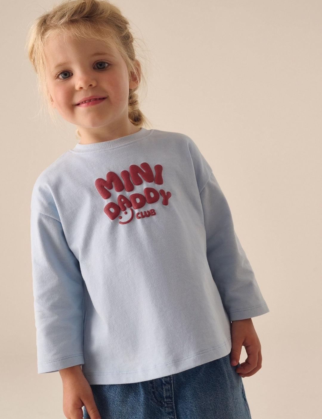 Blue Long Sleeve Slogan Top