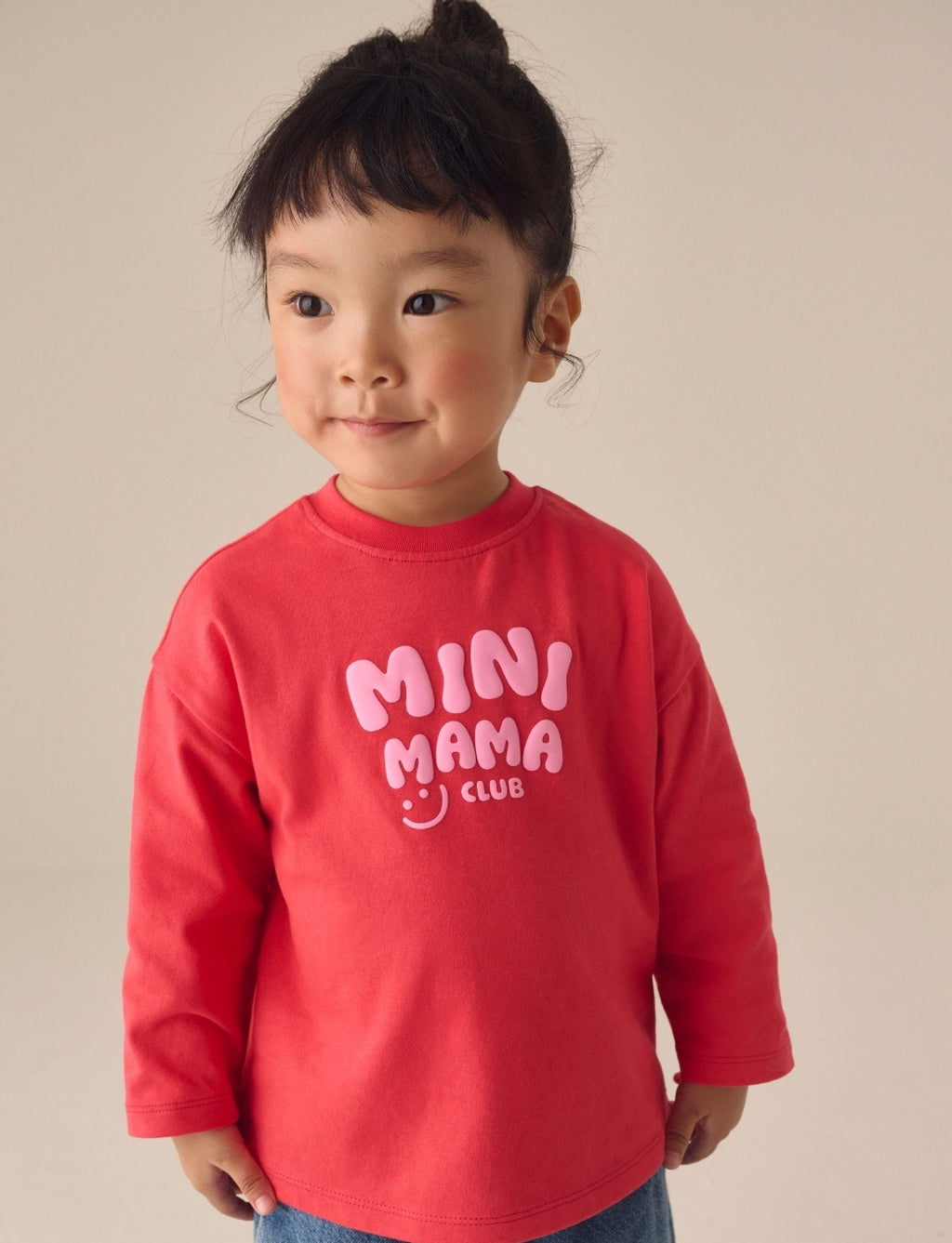 Red Long Sleeve Slogan Top