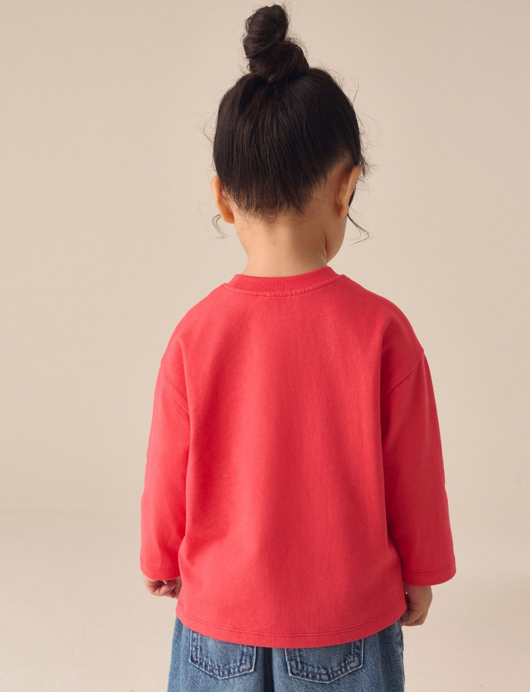 Red Long Sleeve Slogan Top