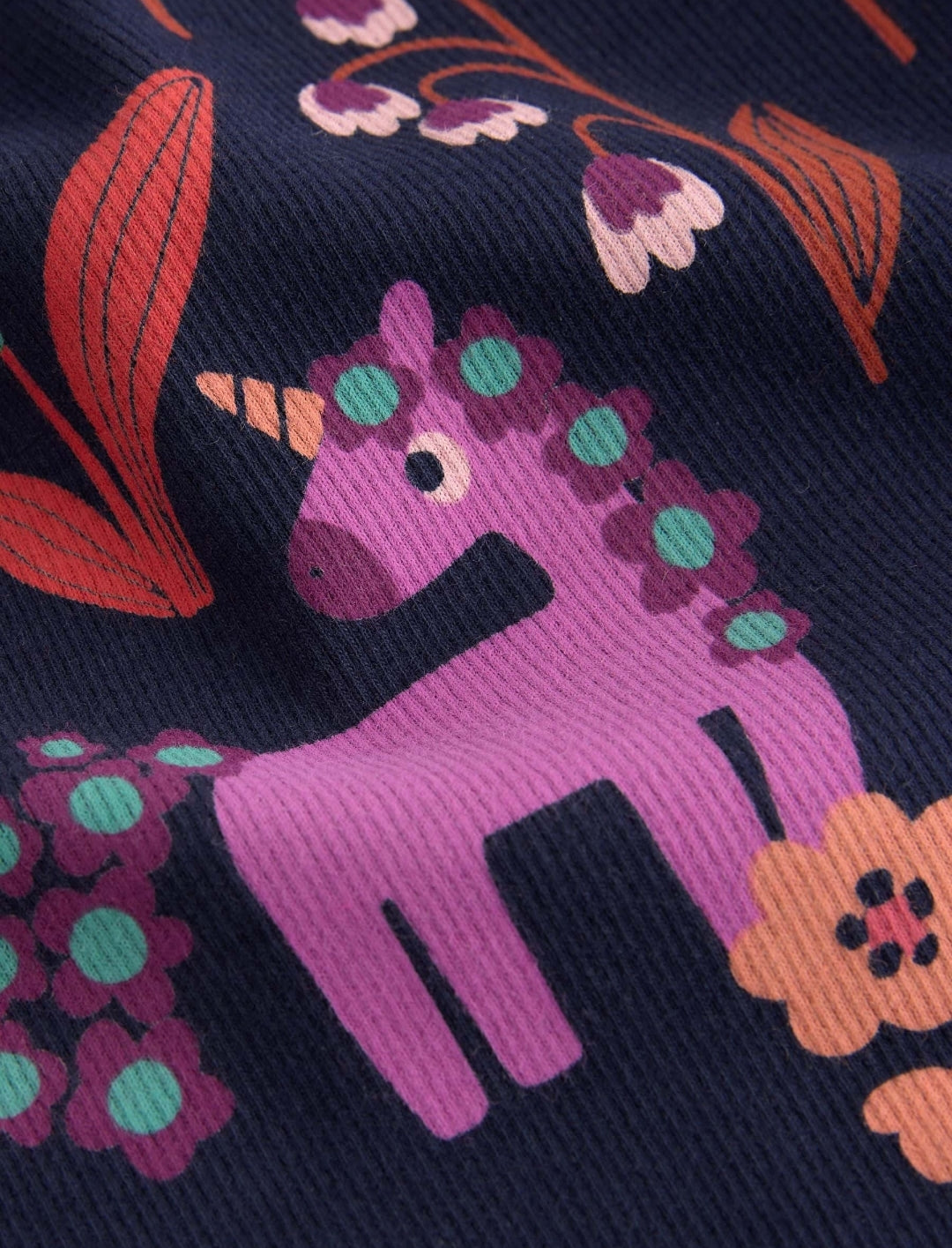 Navy Unicorn Rib Long Sleeve T-Shirt