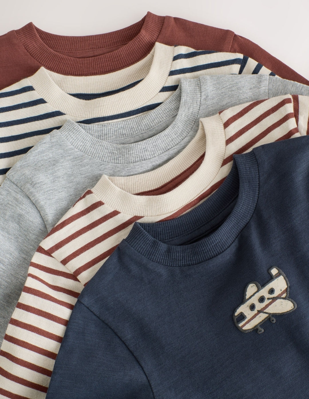 Navy Stripe Transport Long Sleeve T-Shirts 5 Pack