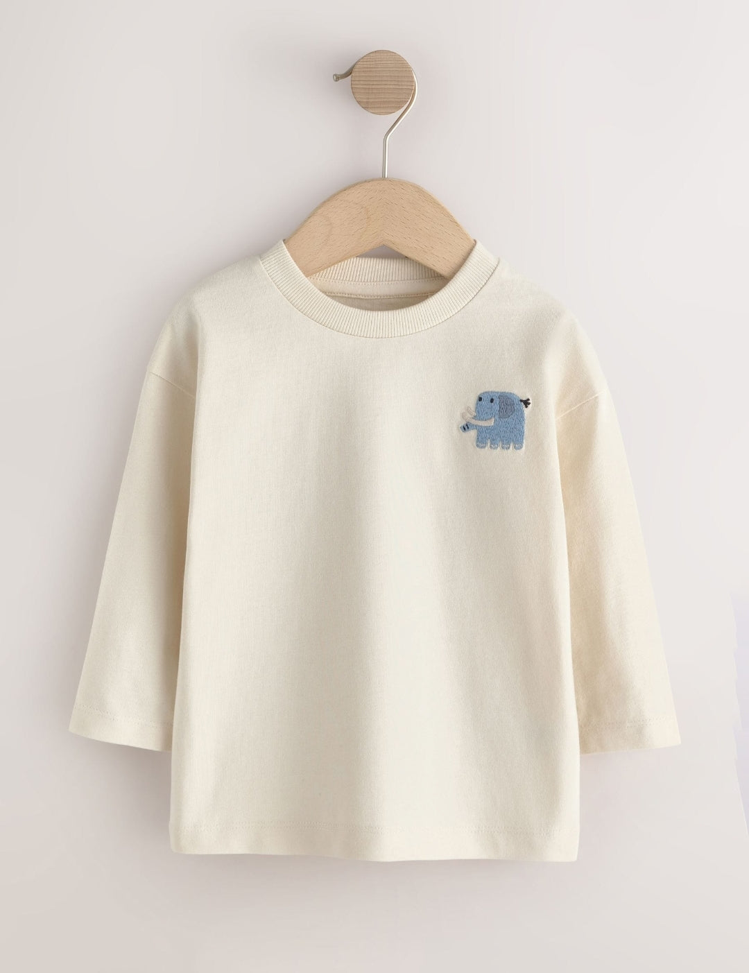 Brown/Cream Animal Embroidery Long Sleeve T-Shirts 5 Pack