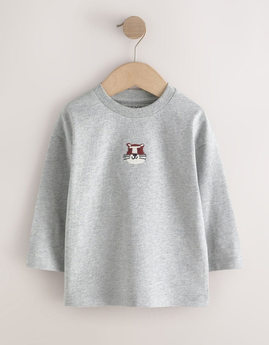 Brown/Cream Animal Embroidery Long Sleeve T-Shirts 5 Pack