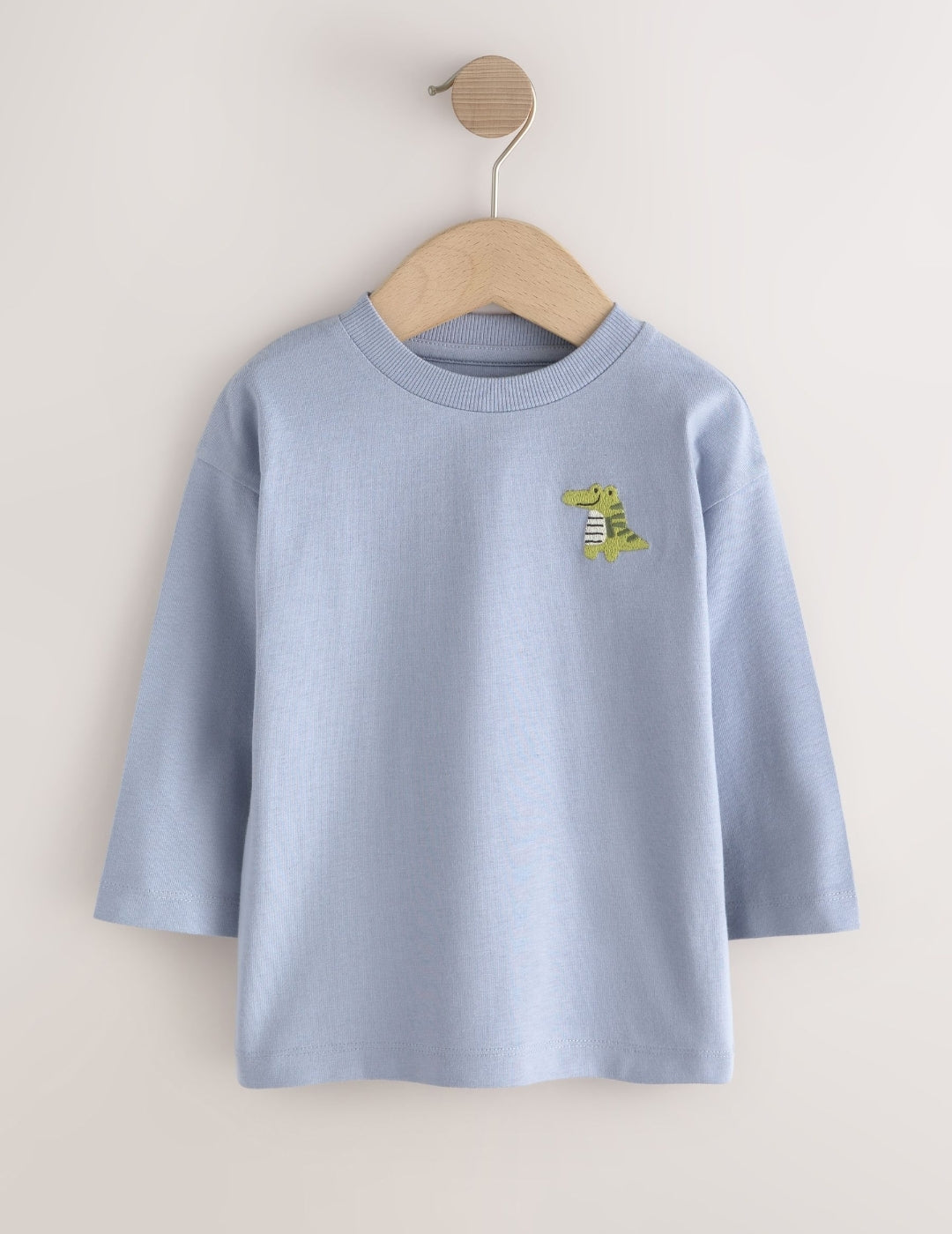 Brown/Cream Animal Embroidery Long Sleeve T-Shirts 5 Pack