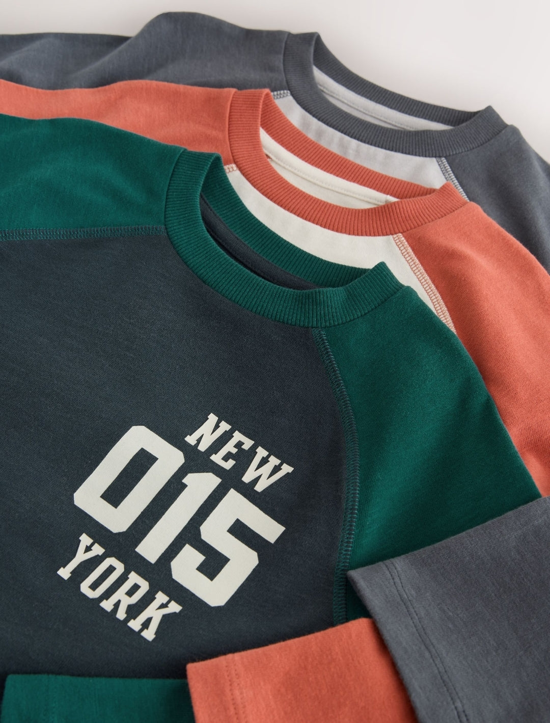 Raglan Graphic Long Sleeve Relaxed Fit T-Shirts 3 Pack