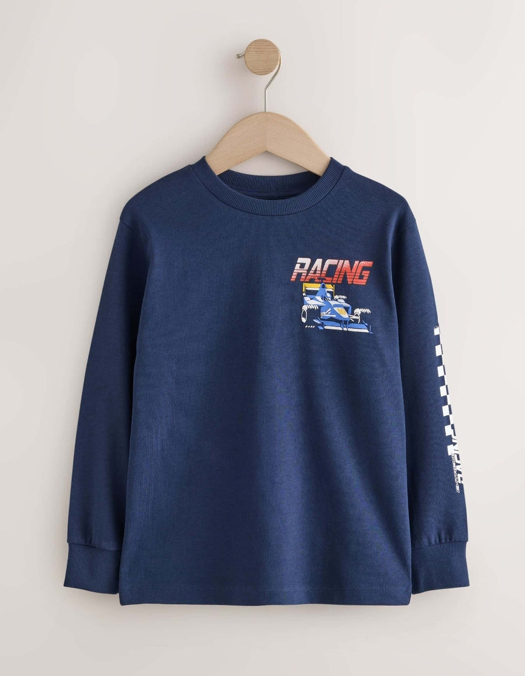 Red/White/Navy Racing Graphic Long Sleeve Relaxed Fit T-Shirts 3 Pack