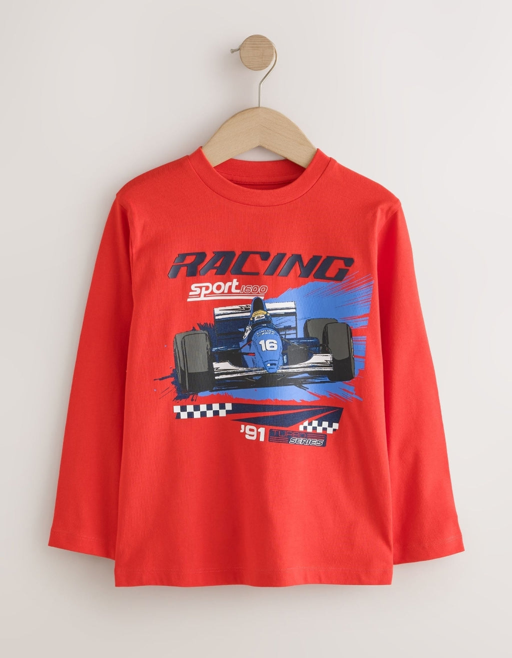 Red/White/Navy Racing Graphic Long Sleeve Relaxed Fit T-Shirts 3 Pack