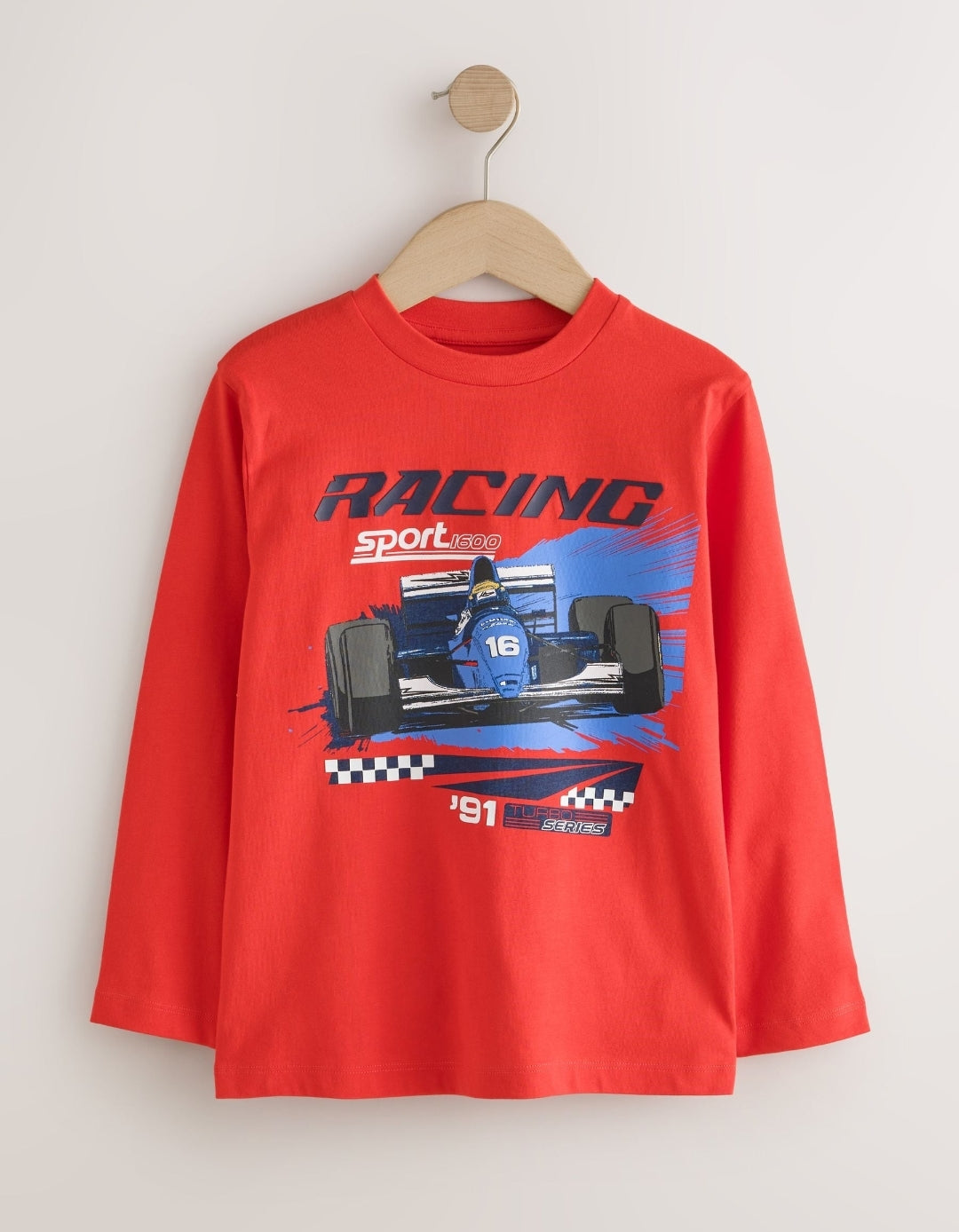Red/White/Navy Racing Graphic Long Sleeve Relaxed Fit T-Shirts 3 Pack