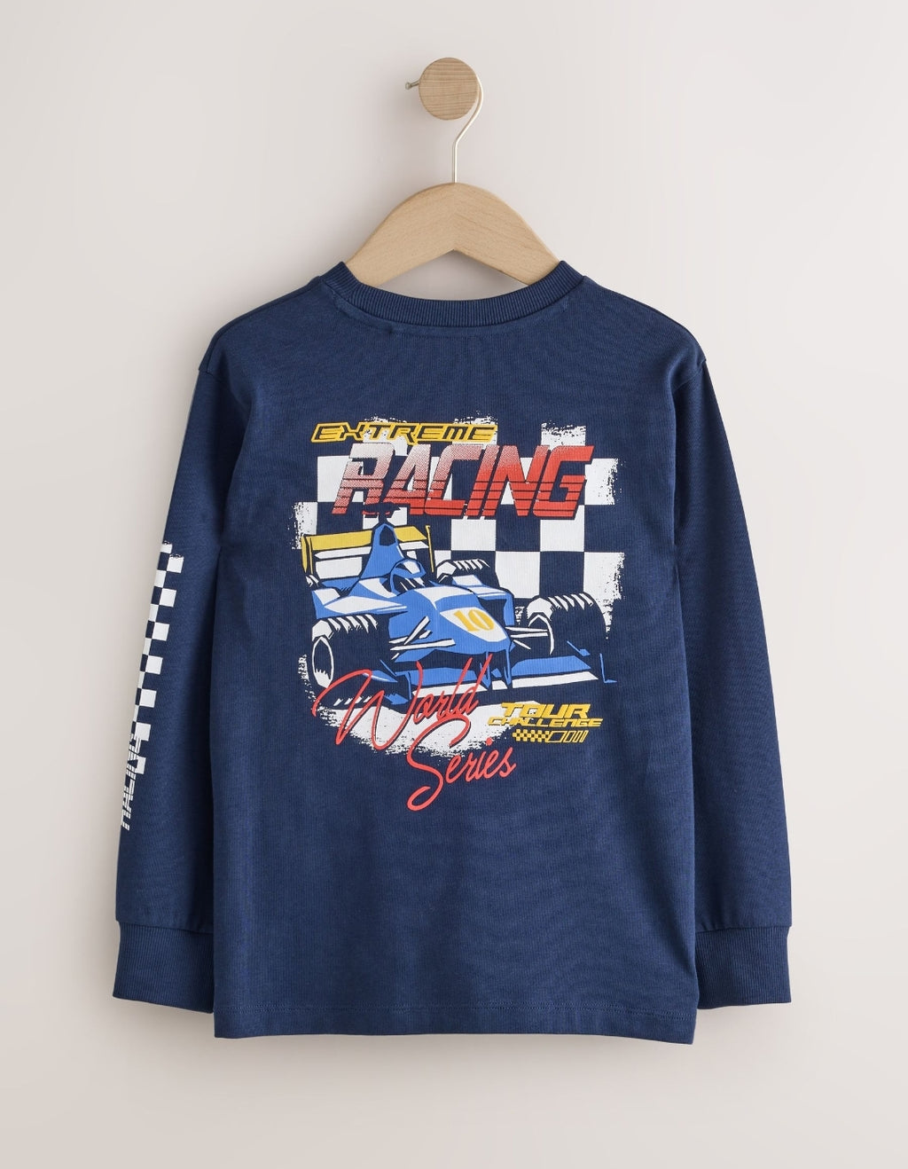 Red/White/Navy Racing Graphic Long Sleeve Relaxed Fit T-Shirts 3 Pack