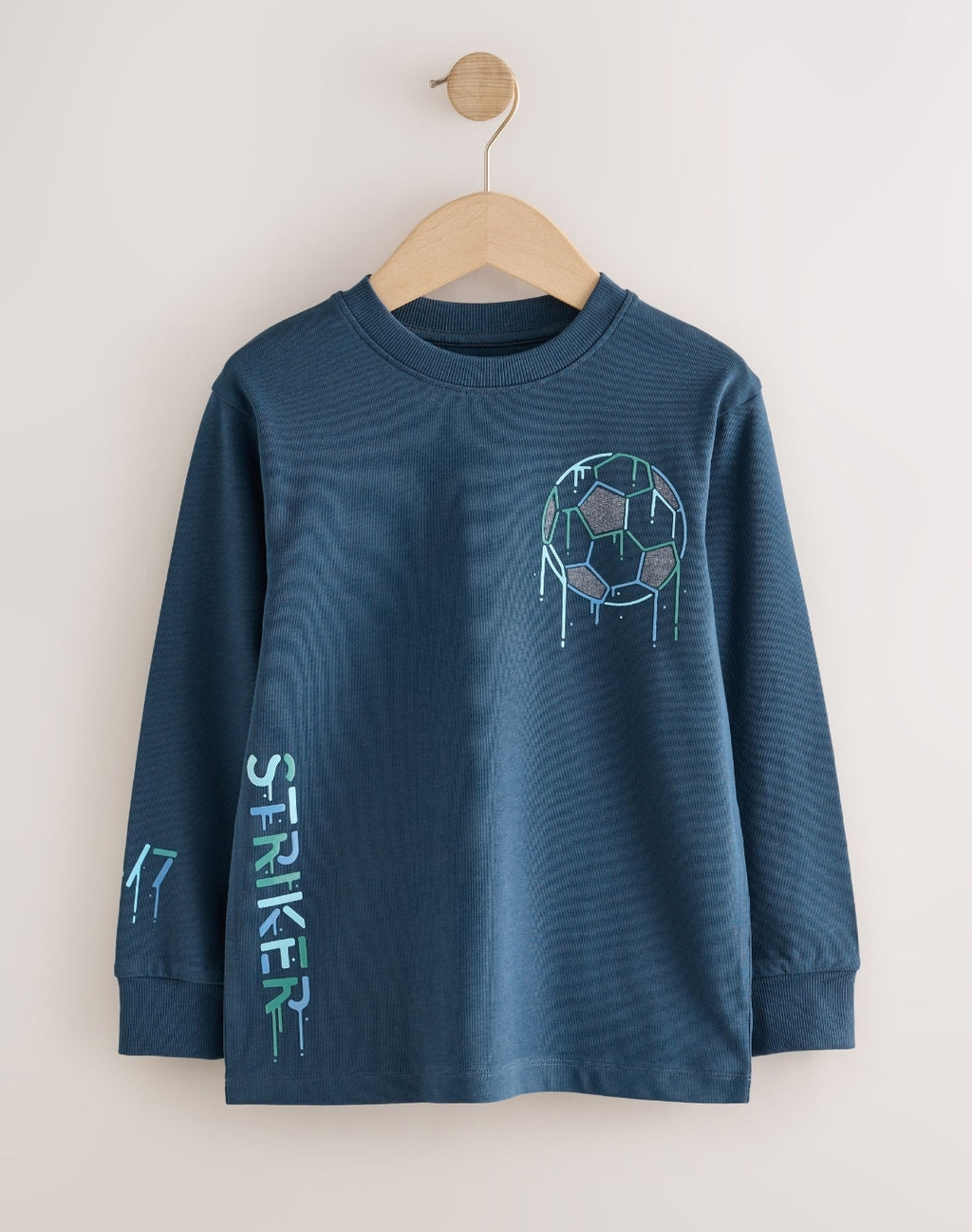 Blue Football Graphic Long Sleeve Relaxed Fit T-Shirts 3 Pack