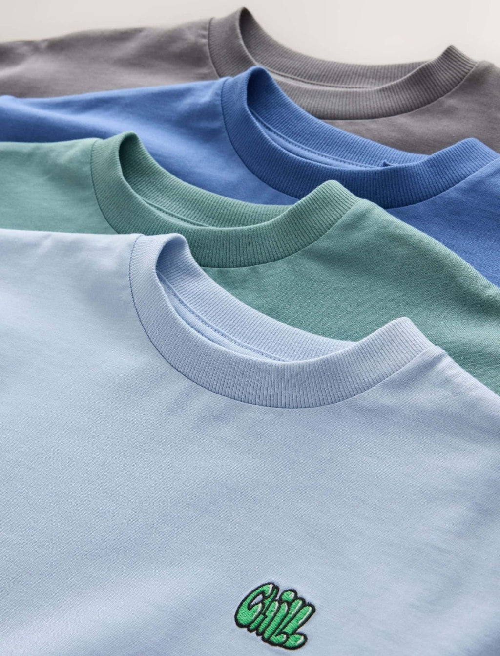 Blue/Green/Charcoal Food Long Sleeve Relaxed Fit T-Shirts 4 Pack