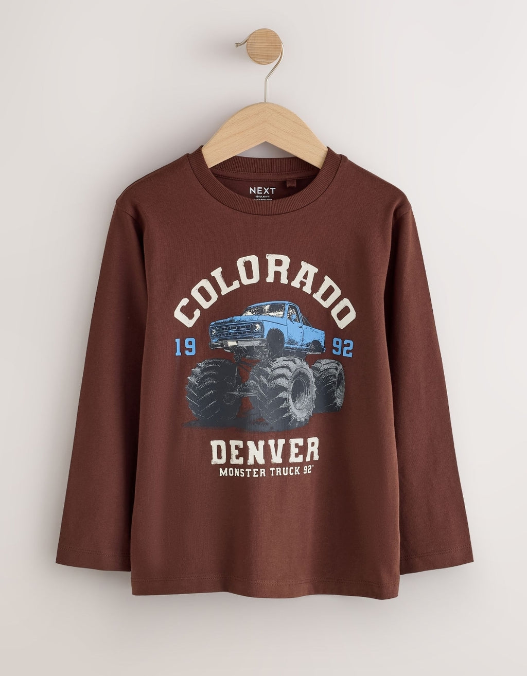 Blue/Brown/Ecru Graphic Long Sleeve Relaxed Fit T-Shirts 3 Pack