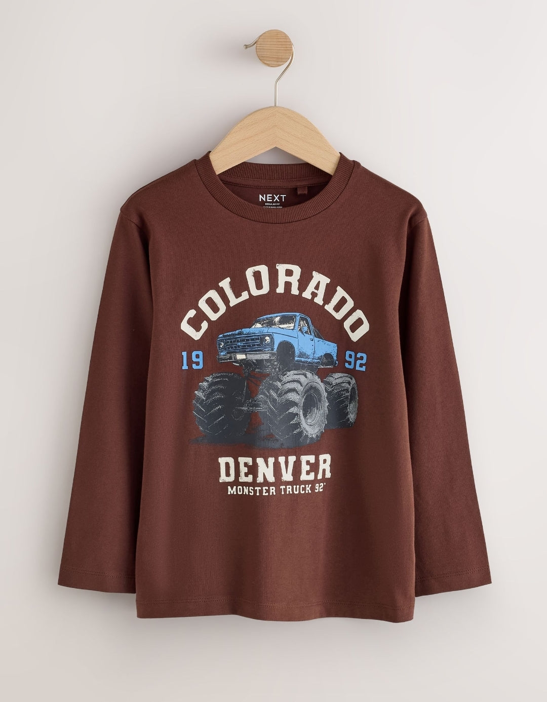 Blue/Brown/Ecru Graphic Long Sleeve Relaxed Fit T-Shirts 3 Pack