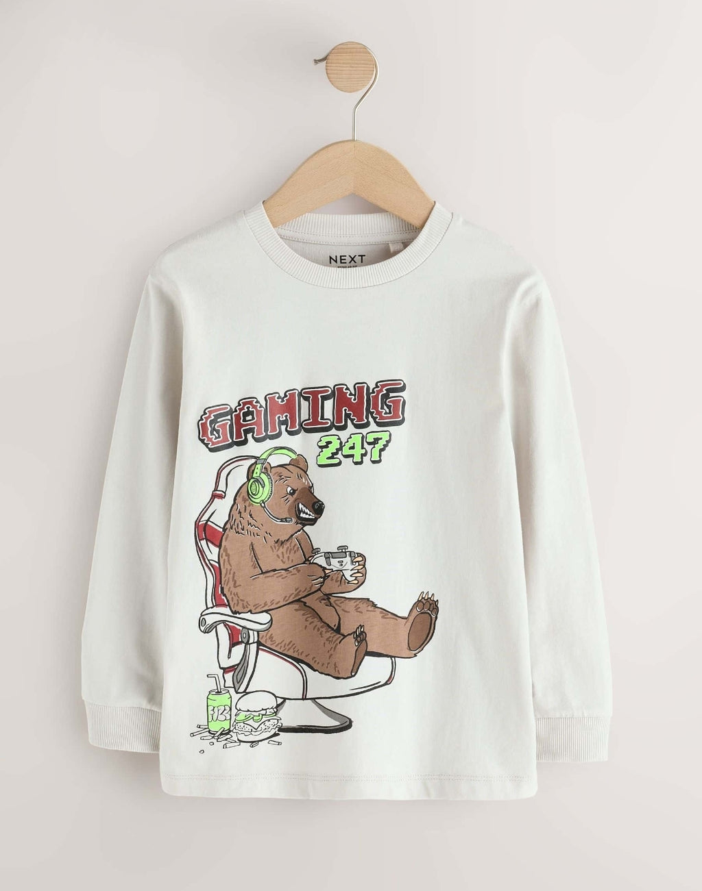 Red/Green/Grey Character Graphic Long Sleeve Relaxed Fit T-Shirts 3Pack