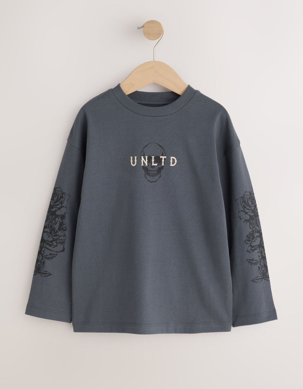 Grey/White/Cement Graphic Long Sleeve Relaxed Fit T-Shirts 3 Pack