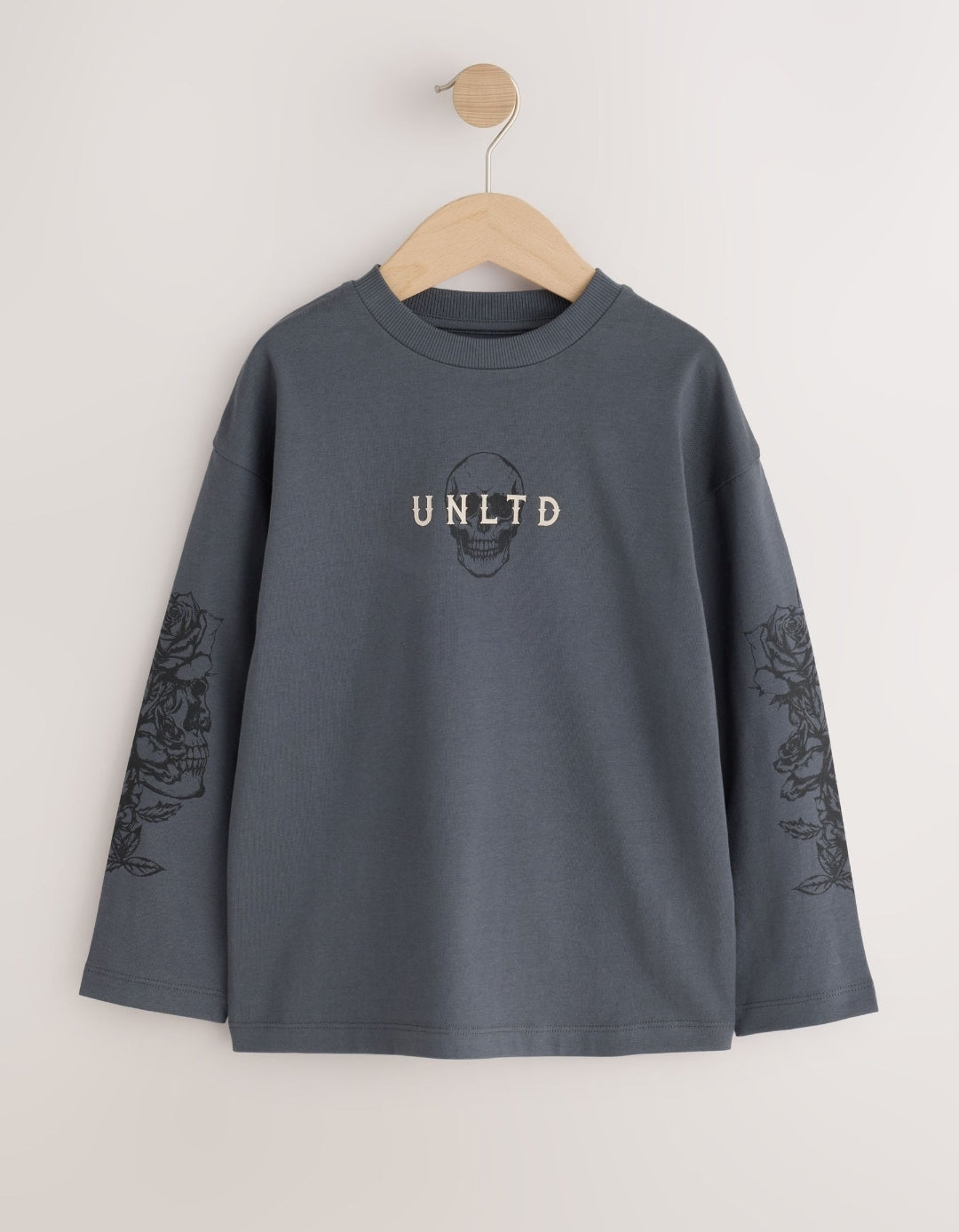 Grey/White/Cement Graphic Long Sleeve Relaxed Fit T-Shirts 3 Pack