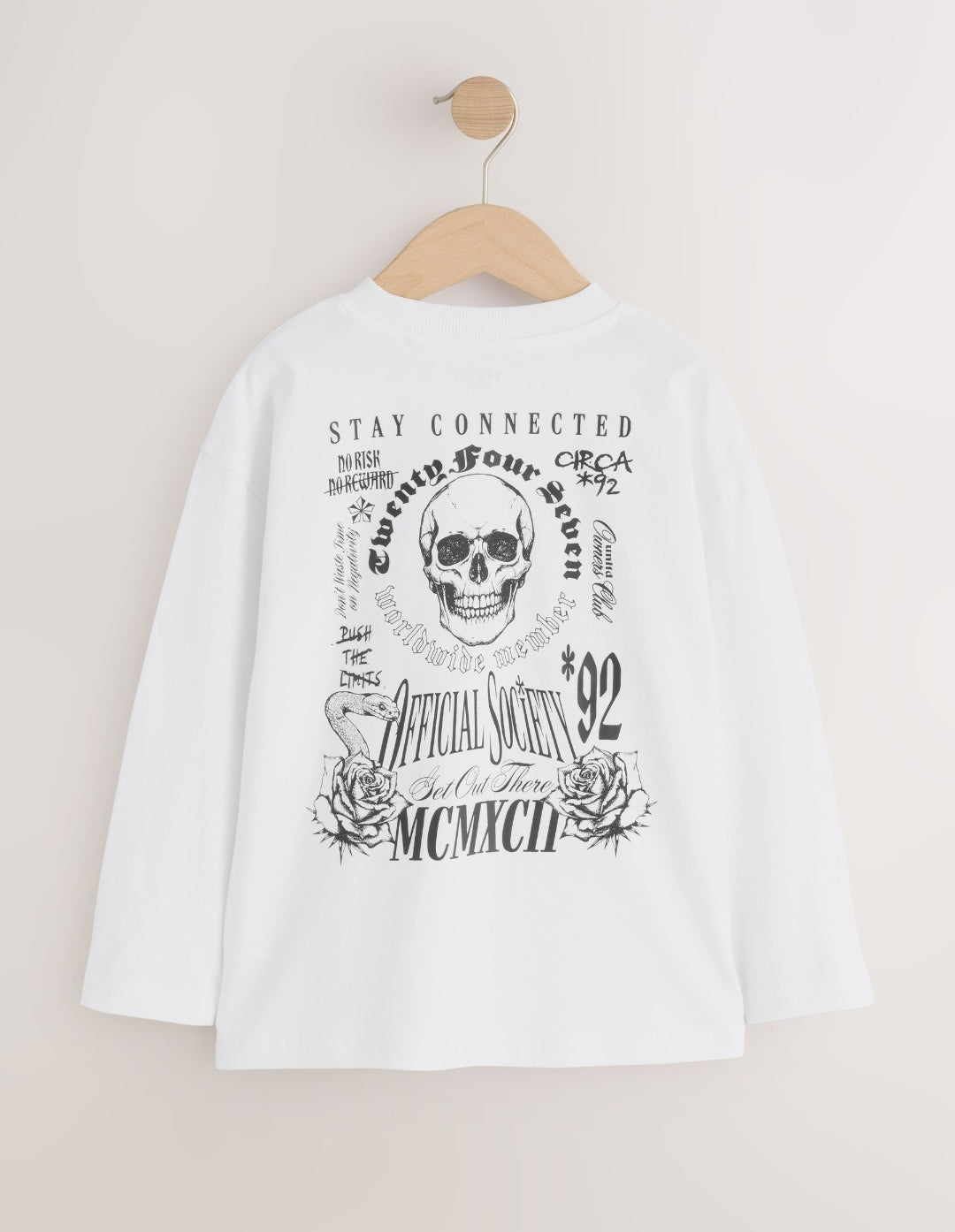 Grey/White/Cement Graphic Long Sleeve Relaxed Fit T-Shirts 3 Pack
