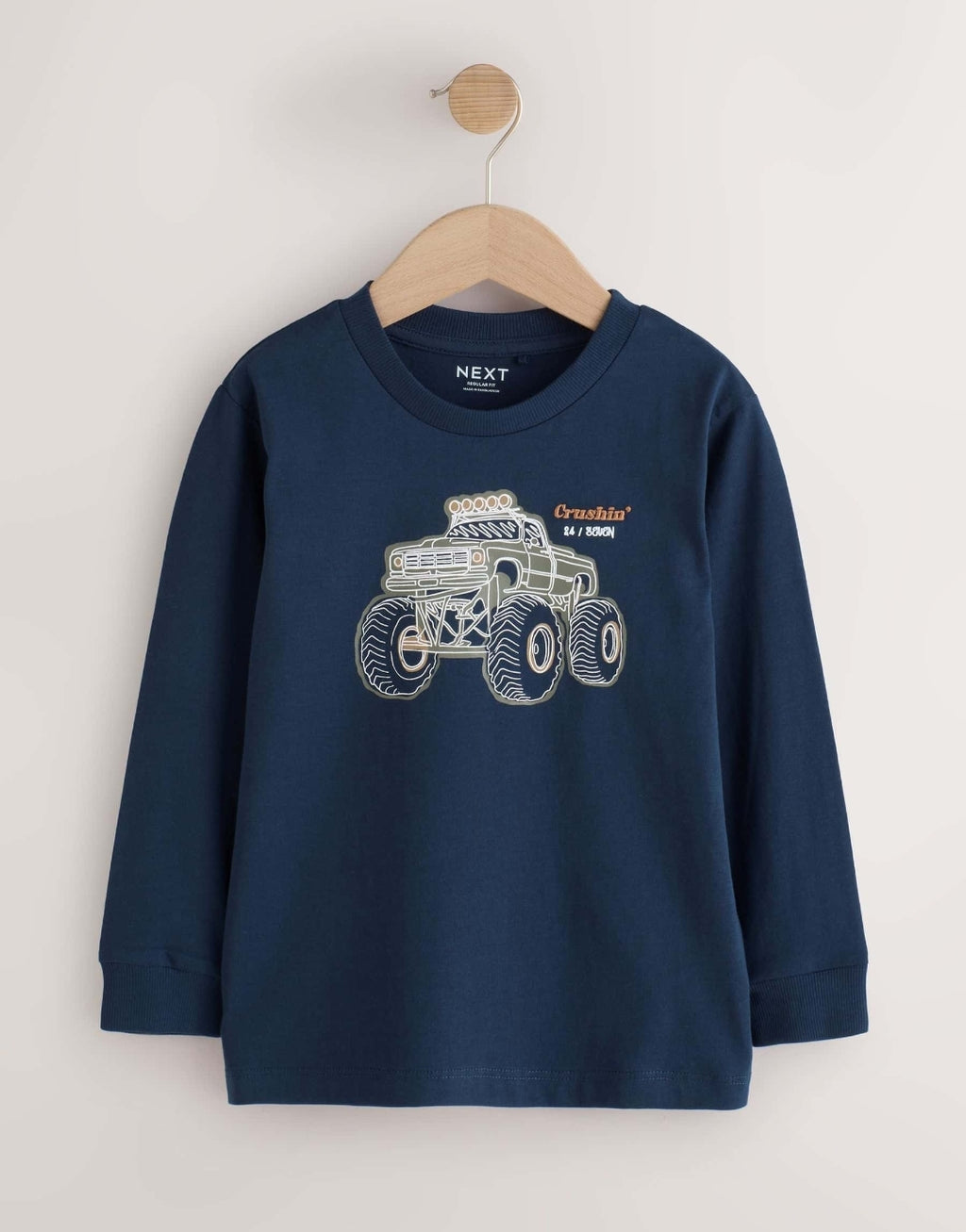Navy/Tan/Stone Vehicles GraphicLong Sleeve Relaxed Fit T-Shirts 3Pack
