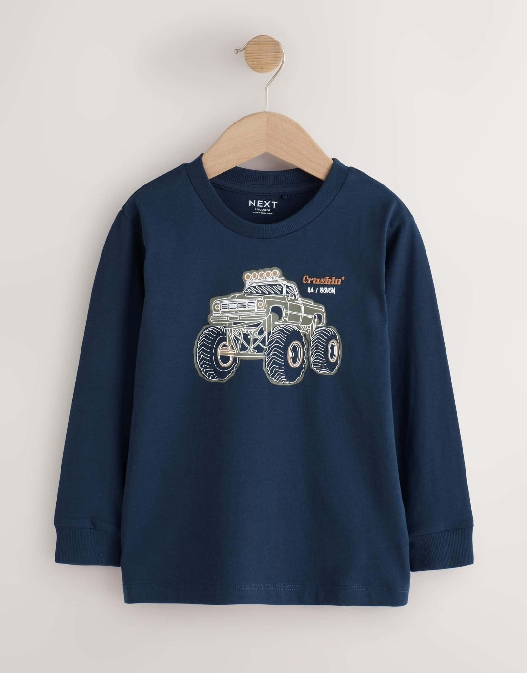 Navy/Tan/Stone Vehicles GraphicLong Sleeve Relaxed Fit T-Shirts 3Pack