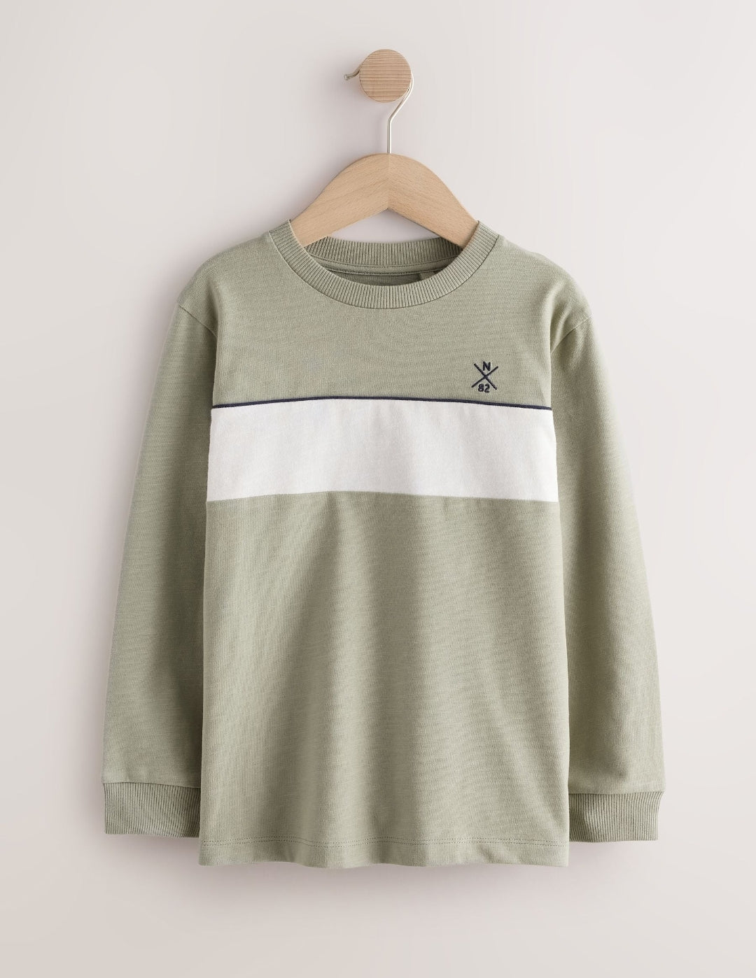 Green/Blue/Navy Long Sleeve Colourblock T-Shirts 3 Pack
