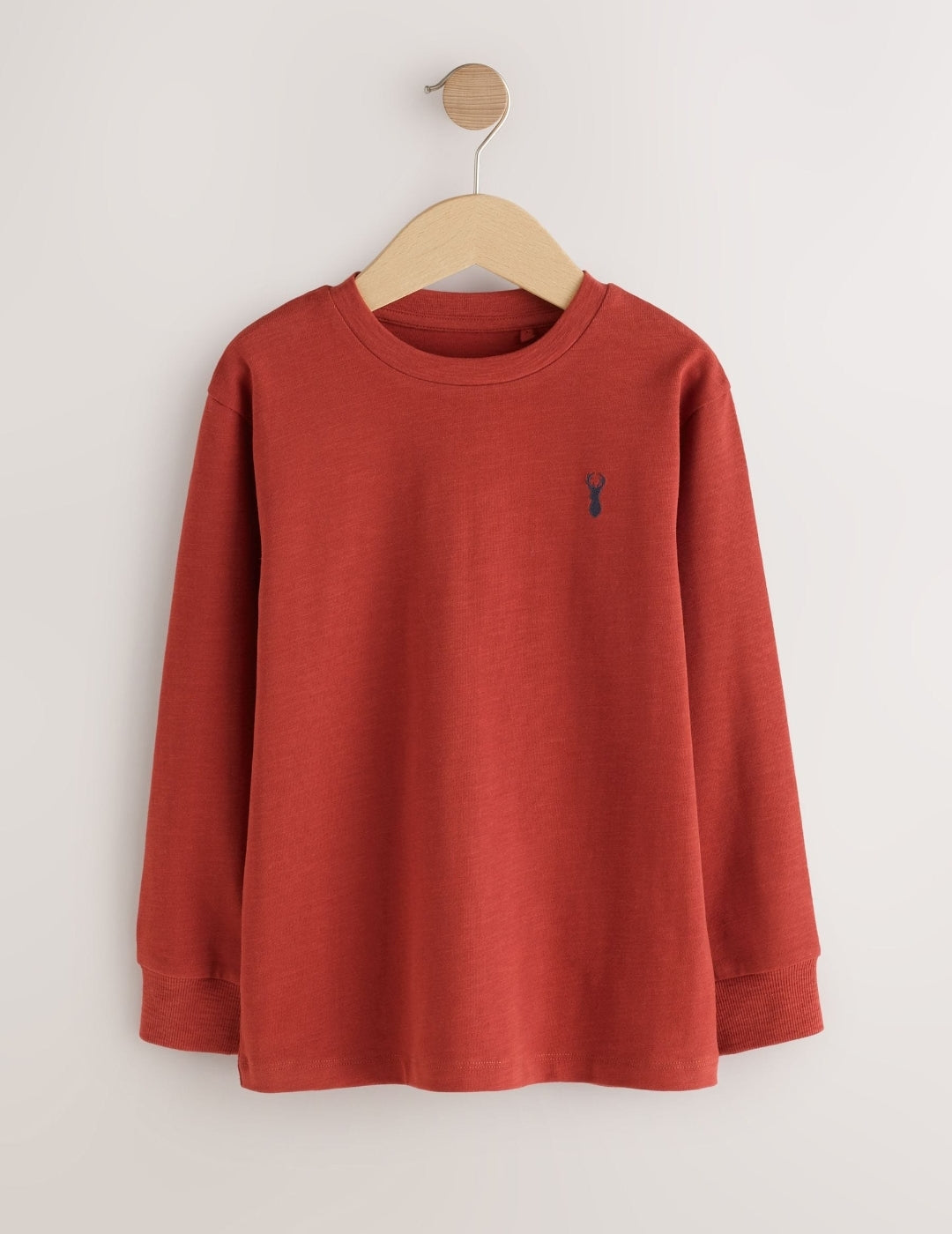 Rust/Khaki/Tan NavyStagLogo Long Sleeve Cosy T-Shirts 4 Pack