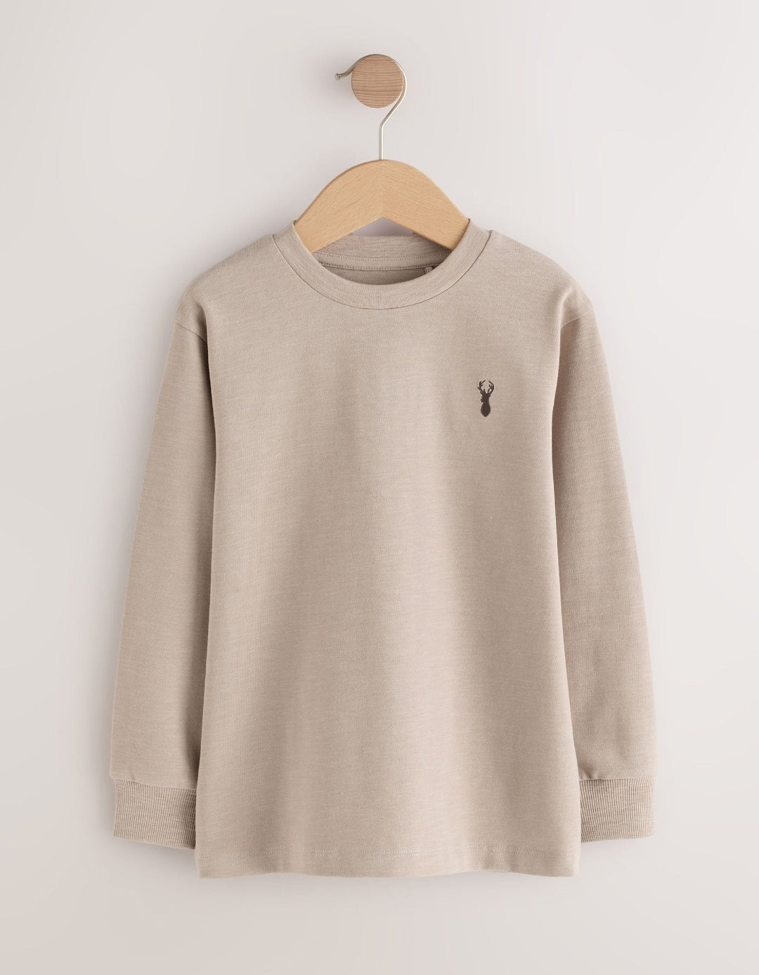 Rust/Khaki/Tan NavyStagLogo Long Sleeve Cosy T-Shirts 4 Pack